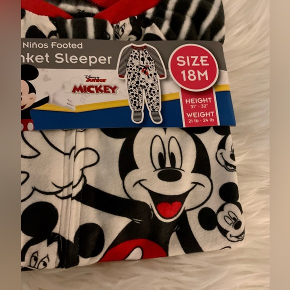 Disney Other - NWT Disney Mickey Blanket Sleeper Sz 18 Mo Red Black White